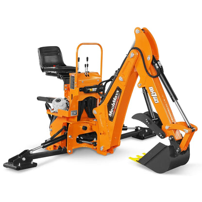 8' Tractor Backhoe Attachment with Mechanical Thumb,  15" Bucket,  ISO/SAE Switchable Controls,  Self-Contained Hydraulic System,  3 Point Hitch Cat.1 & 2,  20-100 HP,  BH760M