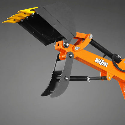8' Tractor Backhoe Attachment with Mechanical Thumb,  15" Bucket,  ISO/SAE Switchable Controls,  Self-Contained Hydraulic System,  3 Point Hitch Cat.1 & 2,  20-100 HP,  BH760M
