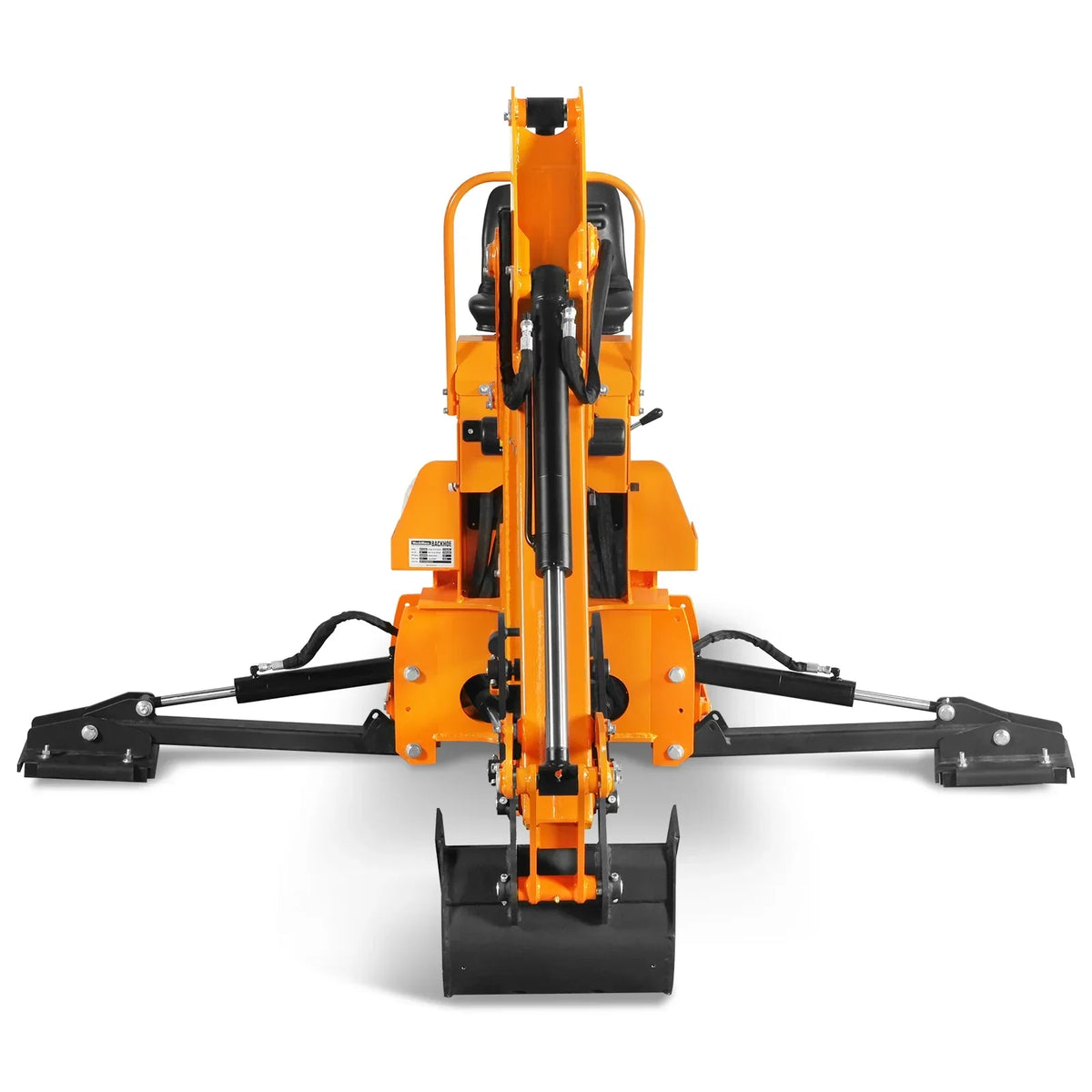 8' Tractor Backhoe Attachment with Mechanical Thumb,  15" Bucket,  ISO/SAE Switchable Controls,  Self-Contained Hydraulic System,  3 Point Hitch Cat.1 & 2,  20-100 HP,  BH760M