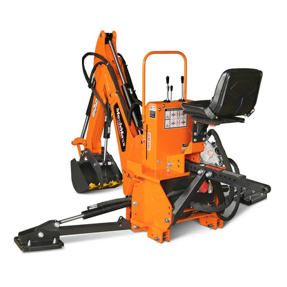8' Tractor Backhoe Attachment with Hydraulic Thumb,  15" Bucket,  ISO/SAE Switchable Controls,  Self-Contained Hydraulic System,  3 Point Hitch Cat.1 & 2,  20-100 HP,  BH760H
