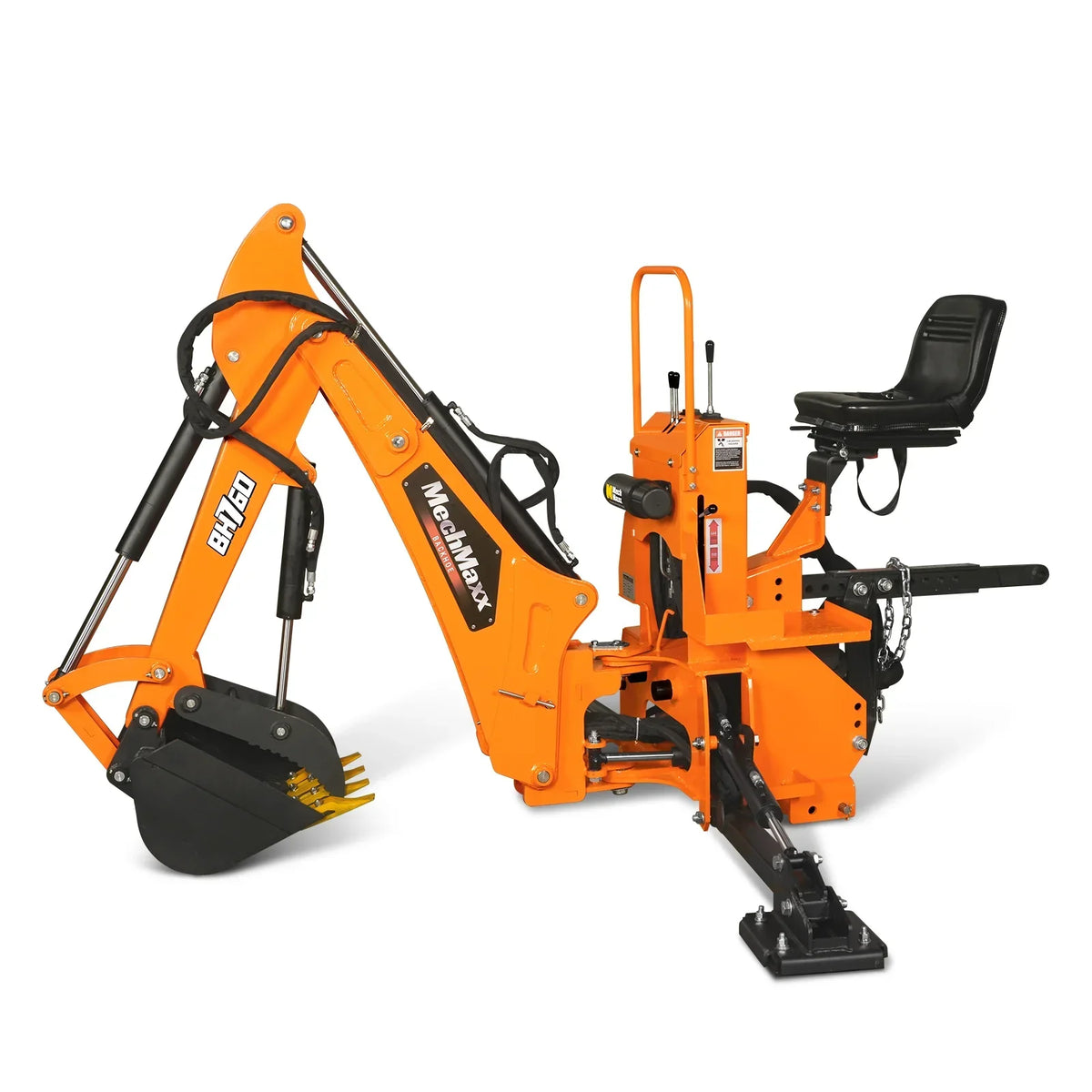 8' Tractor Backhoe Attachment with Hydraulic Thumb,  15" Bucket,  ISO/SAE Switchable Controls,  Self-Contained Hydraulic System,  3 Point Hitch Cat.1 & 2,  20-100 HP,  BH760H