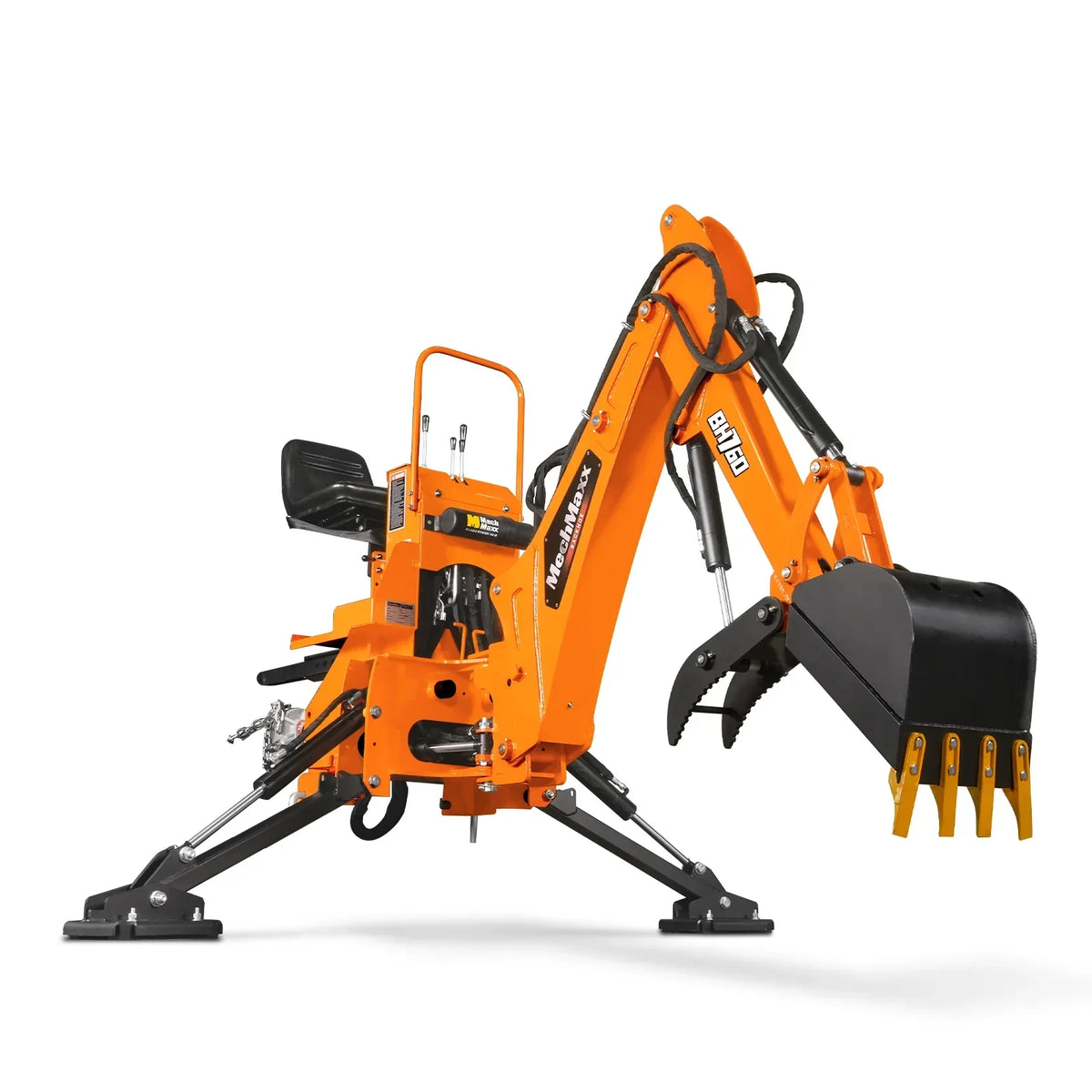 8' Tractor Backhoe Attachment with Hydraulic Thumb,  15" Bucket,  ISO/SAE Switchable Controls,  Self-Contained Hydraulic System,  3 Point Hitch Cat.1 & 2,  20-100 HP,  BH760H