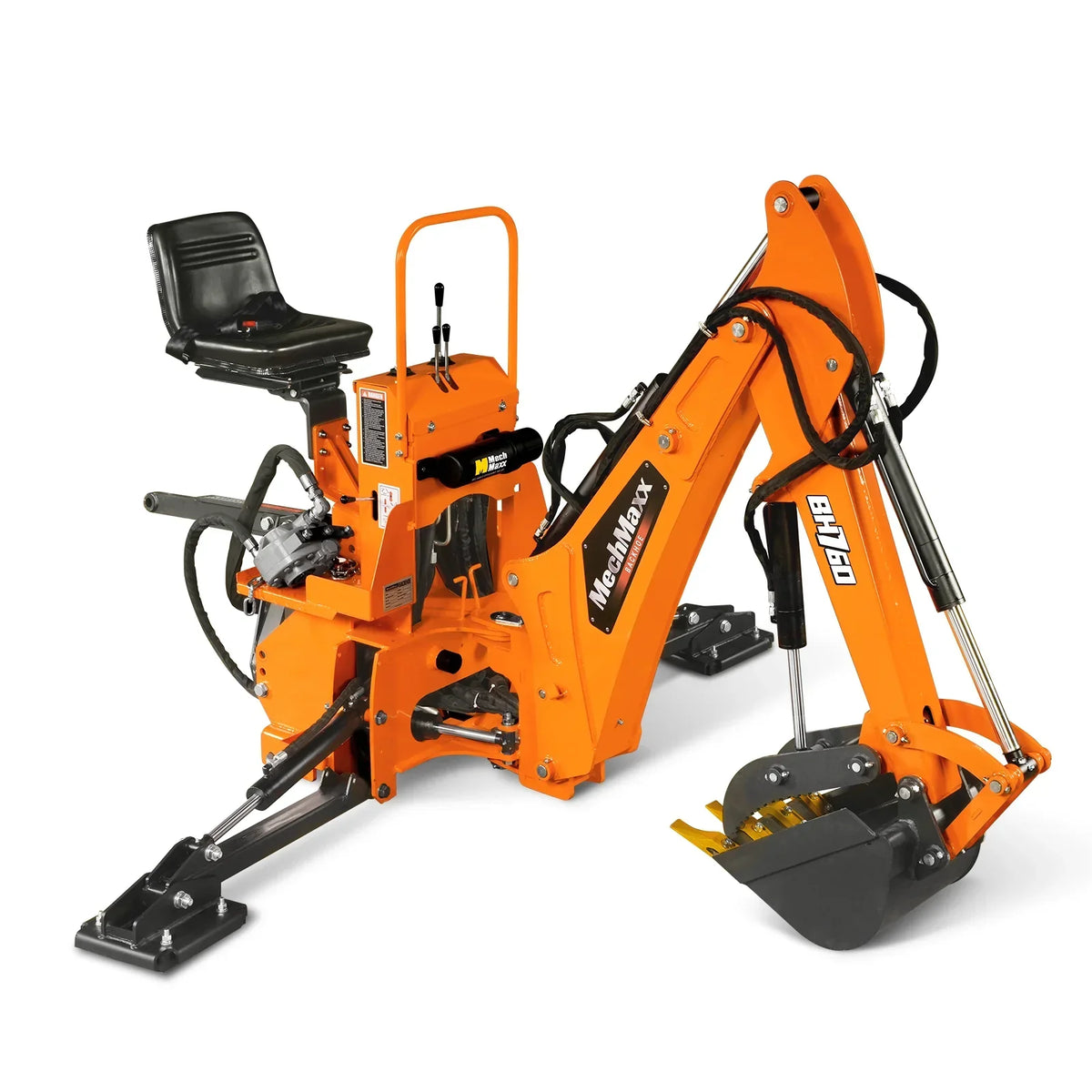 8' Tractor Backhoe Attachment with Hydraulic Thumb,  15" Bucket,  ISO/SAE Switchable Controls,  Self-Contained Hydraulic System,  3 Point Hitch Cat.1 & 2,  20-100 HP,  BH760H