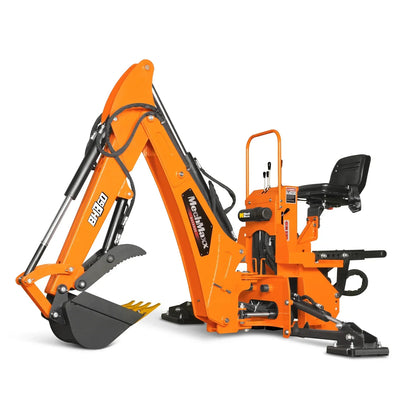 9' Tractor Backhoe Attachment with Hydraulic Thumb,  15" Bucket,  ISO/SAE Switchable Controls,  Self-Contained Hydraulic System,  3 Point Hitch Cat.1 & 2,  25-100 HP,  BH860H