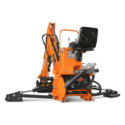 9' Tractor Backhoe Attachment with Hydraulic Thumb,  15" Bucket,  ISO/SAE Switchable Controls,  Self-Contained Hydraulic System,  3 Point Hitch Cat.1 & 2,  25-100 HP,  BH860H