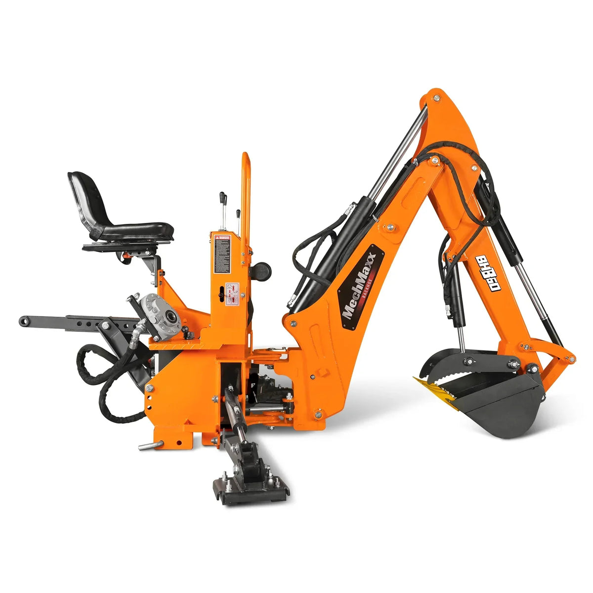 9' Tractor Backhoe Attachment with Hydraulic Thumb,  15" Bucket,  ISO/SAE Switchable Controls,  Self-Contained Hydraulic System,  3 Point Hitch Cat.1 & 2,  25-100 HP,  BH860H