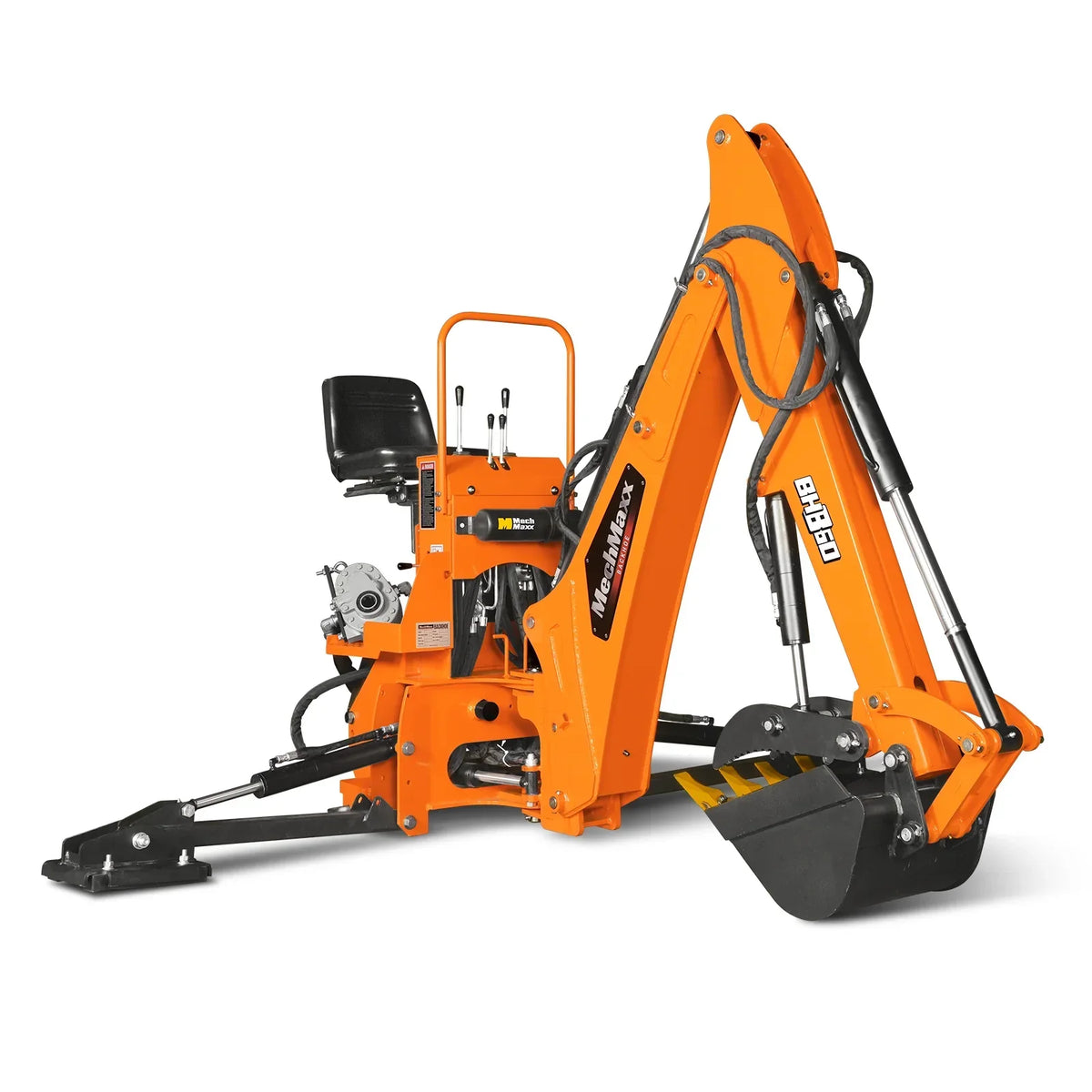 9' Tractor Backhoe Attachment with Hydraulic Thumb,  15" Bucket,  ISO/SAE Switchable Controls,  Self-Contained Hydraulic System,  3 Point Hitch Cat.1 & 2,  25-100 HP,  BH860H