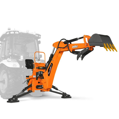9' Tractor Backhoe Attachment with Hydraulic Thumb,  15" Bucket,  ISO/SAE Switchable Controls,  Self-Contained Hydraulic System,  3 Point Hitch Cat.1 & 2,  25-100 HP,  BH860H