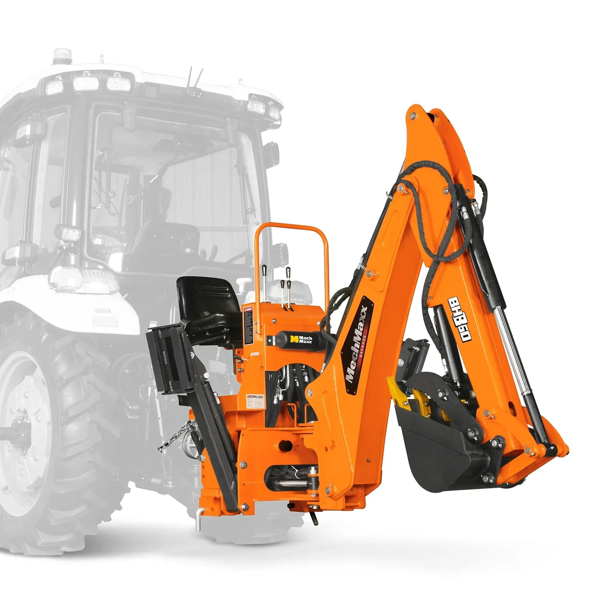 9' Tractor Backhoe Attachment with Hydraulic Thumb,  15" Bucket,  ISO/SAE Switchable Controls,  Self-Contained Hydraulic System,  3 Point Hitch Cat.1 & 2,  25-100 HP,  BH860H