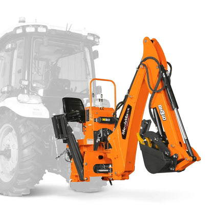 9' Tractor Backhoe Attachment with Hydraulic Thumb,  15" Bucket,  ISO/SAE Switchable Controls,  Self-Contained Hydraulic System,  3 Point Hitch Cat.1 & 2,  25-100 HP,  BH860H