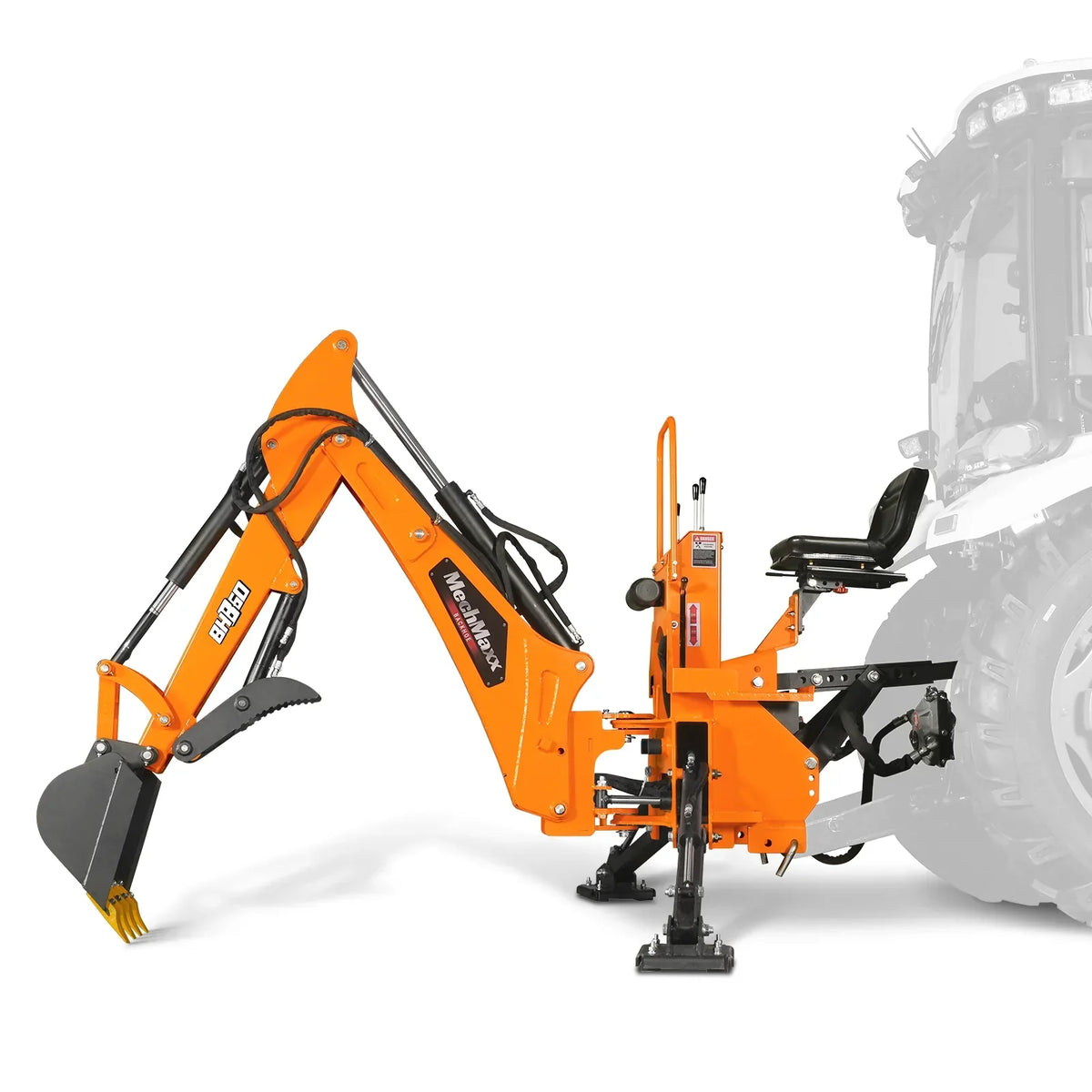 9' Tractor Backhoe Attachment with Hydraulic Thumb,  15" Bucket,  ISO/SAE Switchable Controls,  Self-Contained Hydraulic System,  3 Point Hitch Cat.1 & 2,  25-100 HP,  BH860H