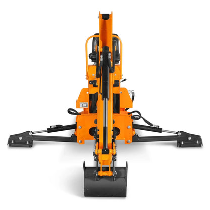 9' Tractor Backhoe Attachment with Mechanical Thumb,  15" Bucket,  ISO/SAE Switchable Controls,  Self-Contained Hydraulic System,  3 Point Hitch Cat.1 & 2,  25-100 HP,  BH860M