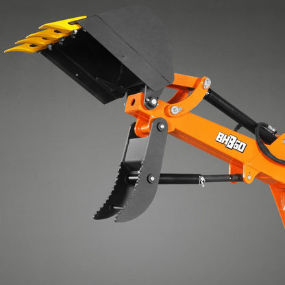 9' Tractor Backhoe Attachment with Mechanical Thumb,  15" Bucket,  ISO/SAE Switchable Controls,  Self-Contained Hydraulic System,  3 Point Hitch Cat.1 & 2,  25-100 HP,  BH860M
