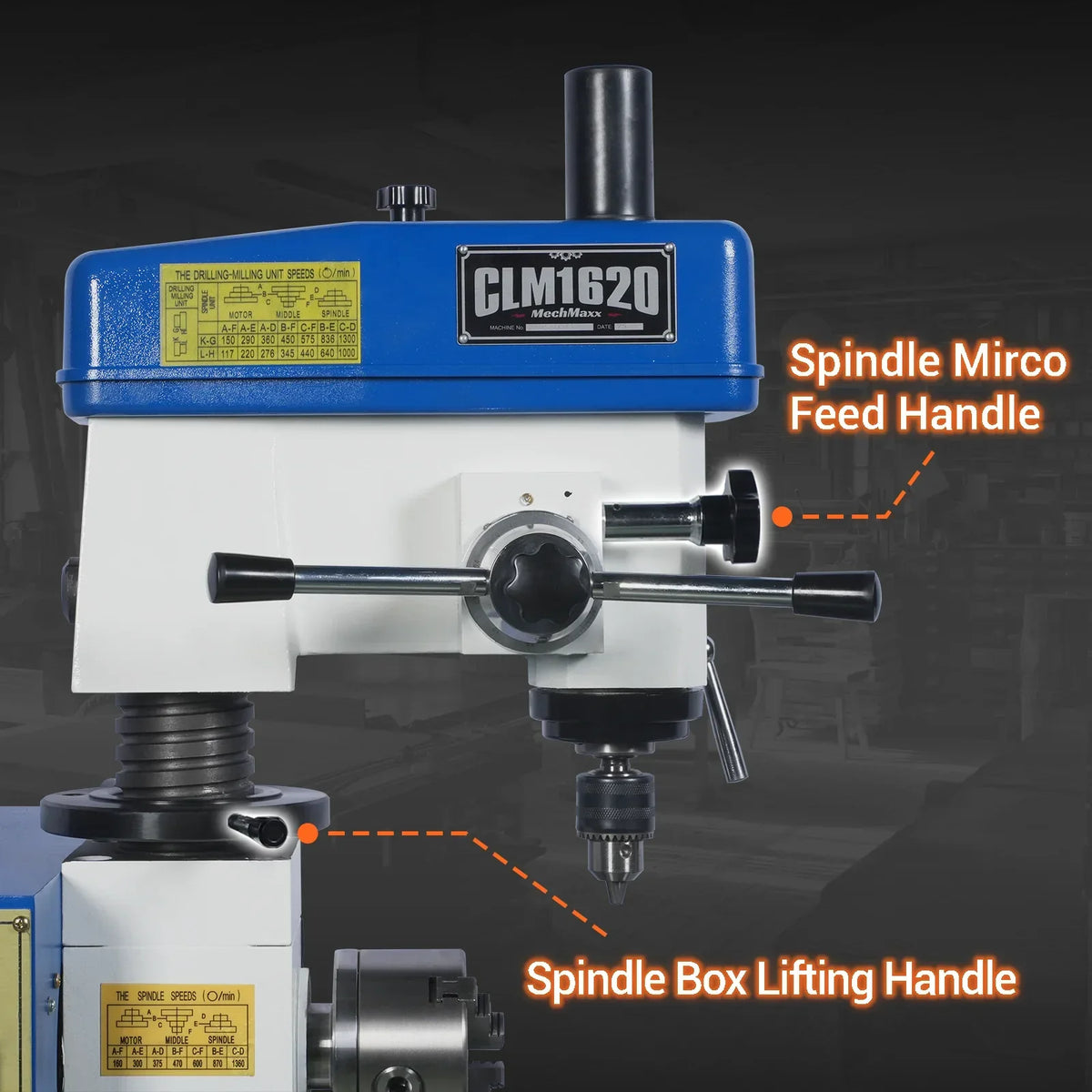1 HP 16''x16'' Multi-Function Metal Lathe Milling Machine Head for Metalworking Combo Lathe, Drilling, and Milling Operations with Powerful Motor, Perfect for DIY, Workshops, and Professional Combination Metalworking Projects without Stand CLM1620
