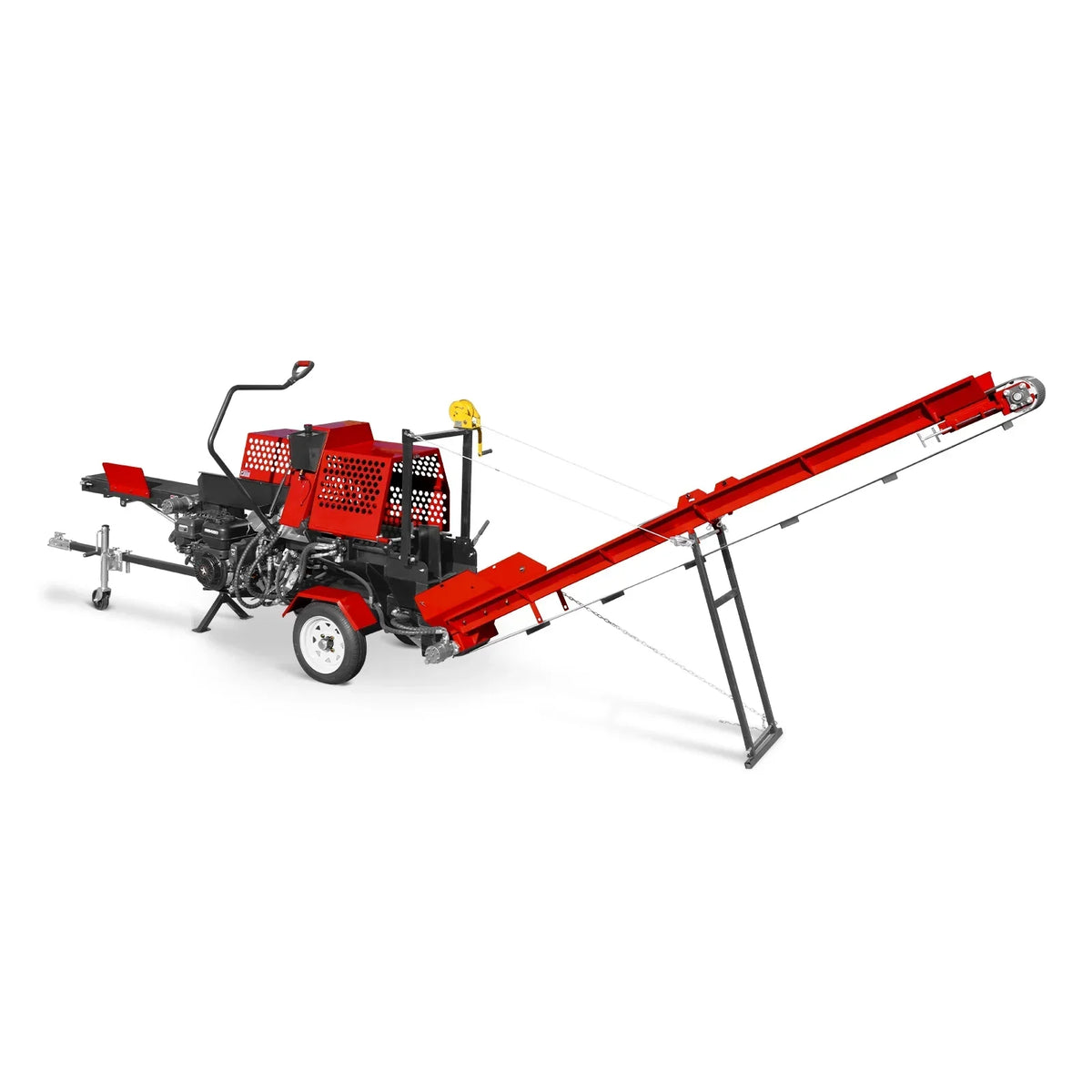 Firewood Log Splitter Processor with Conveyor,  20ton Splitting Force 22.5" x 15" Log Capacity,  18" Chainsaw,  HLS20