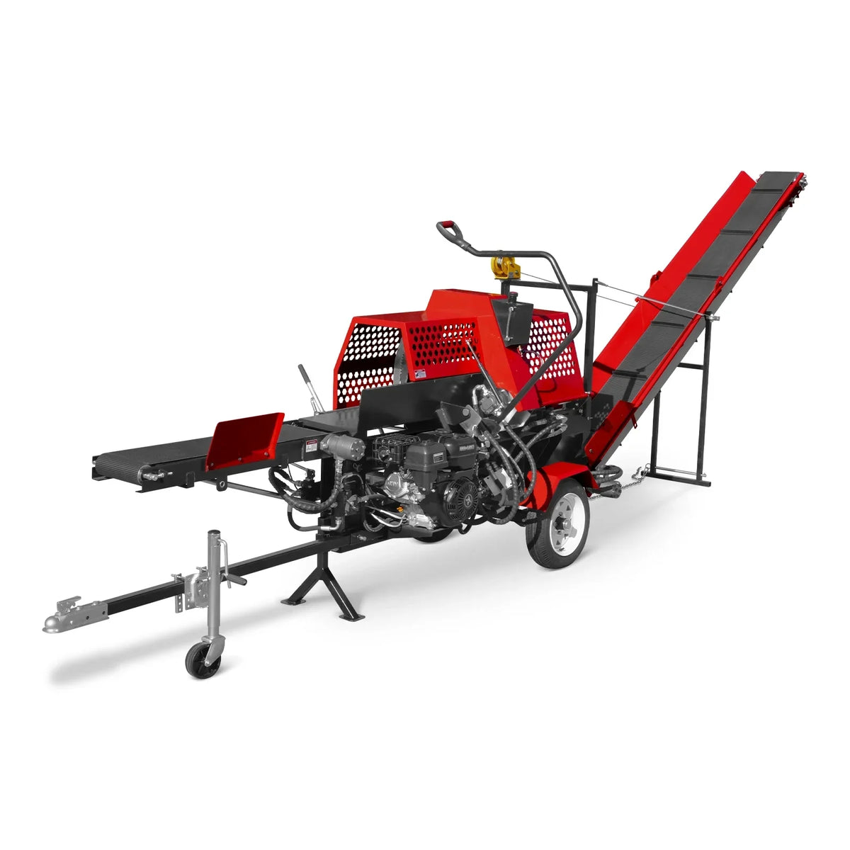 Firewood Log Splitter Processor with Conveyor,  20ton Splitting Force 22.5" x 15" Log Capacity,  18" Chainsaw,  HLS20