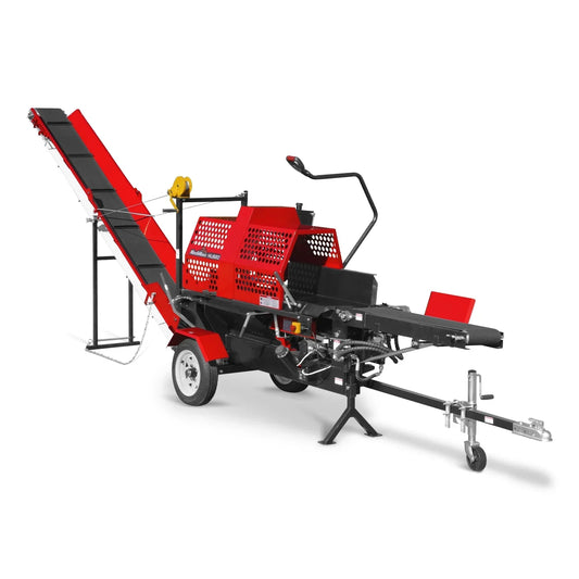 Firewood Log Splitter Processor with Conveyor,  20ton Splitting Force 22.5" x 15" Log Capacity,  18" Chainsaw,  HLS20