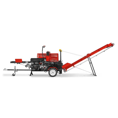Firewood Log Splitter Processor with Conveyor,  20ton Splitting Force 22.5" x 15" Log Capacity,  18" Chainsaw,  HLS20