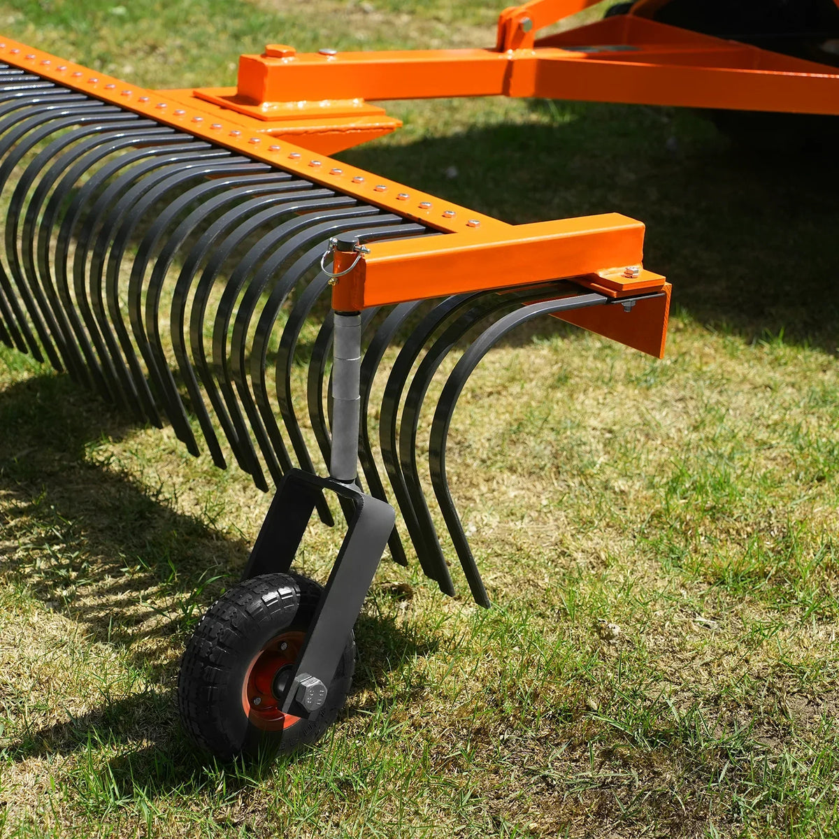 84" Landscape Rake with Bolt-On Wheels & 42 Tines 3 Point Hitch Tractor Attachment,  LR84W