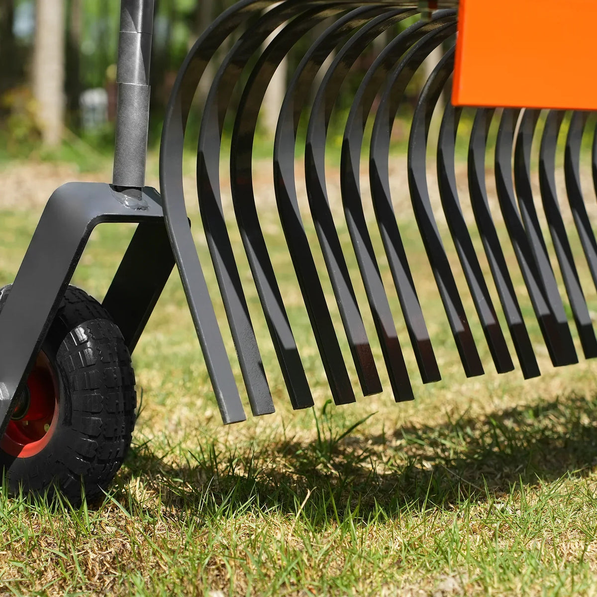 84" Landscape Rake with Bolt-On Wheels & 42 Tines 3 Point Hitch Tractor Attachment,  LR84W