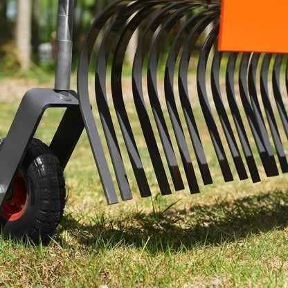 84" Landscape Rake with Bolt-On Wheels & 42 Tines 3 Point Hitch Tractor Attachment,  LR84W