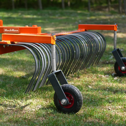 72" Landscape Rake with Bolt-On Wheels & 36 Tines 3 Point Hitch Tractor Attachment, LR72W