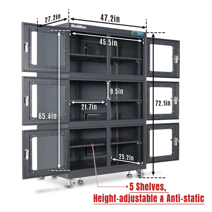 1-10% RH Electronic Dry Cabinet 1430L ESD Desiccator Cabinet Ultra-Low Humidity Storage,  EDC1430C-6
