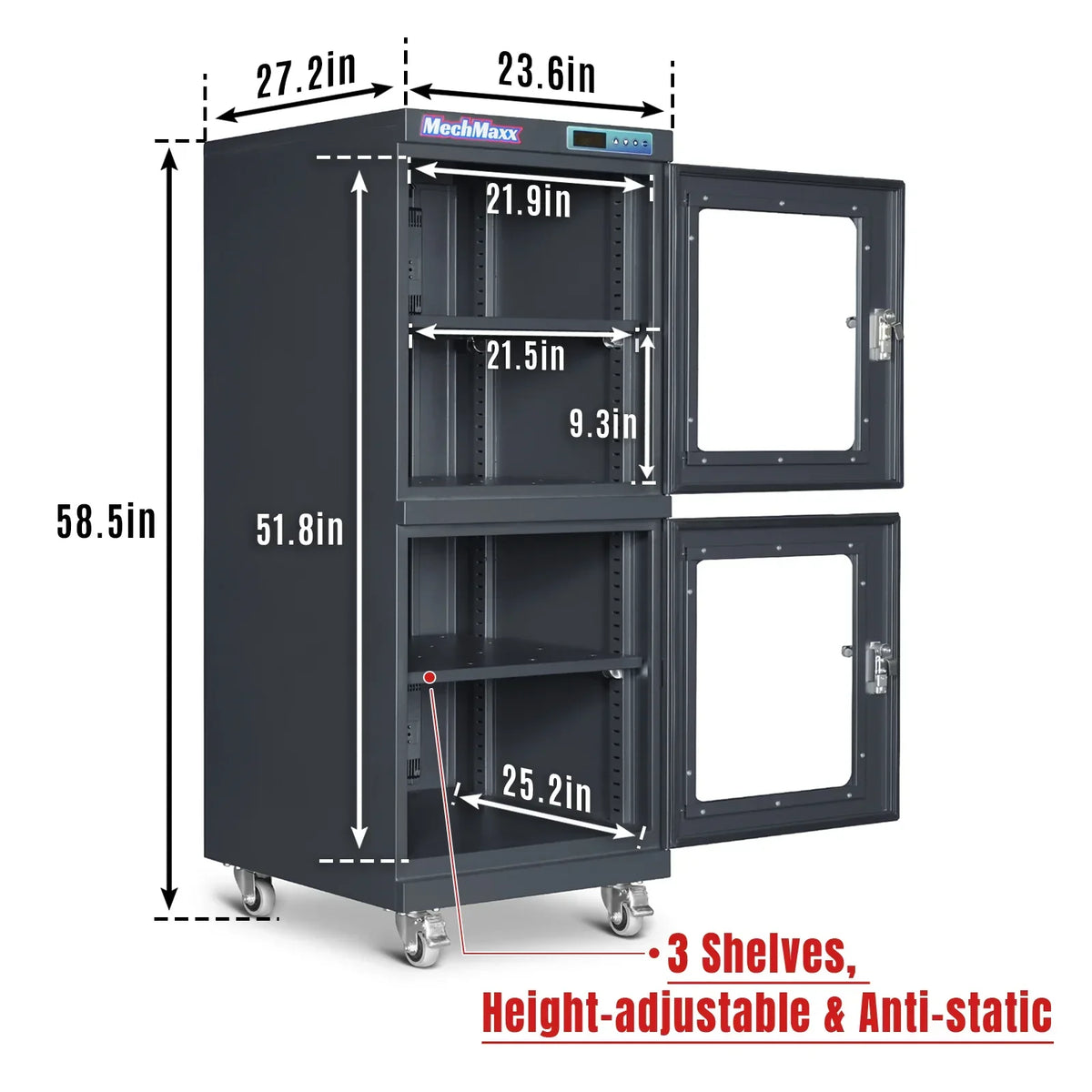 1-10% RH Electronic Dry Cabinet 540L ESD Desiccator Cabinet Ultra-Low Humidity Storage,  EDC540C