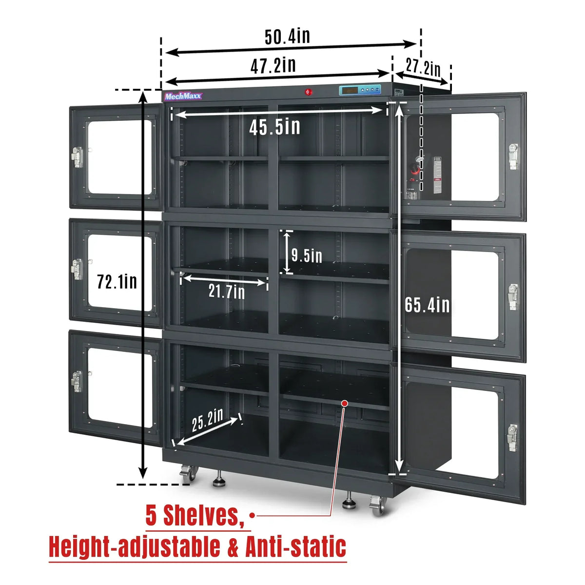 1-60% RH Nitrogen Dry Cabinet 1430L ESD Desiccator Cabinet Low Humidity Storage,  NC1430B-6
