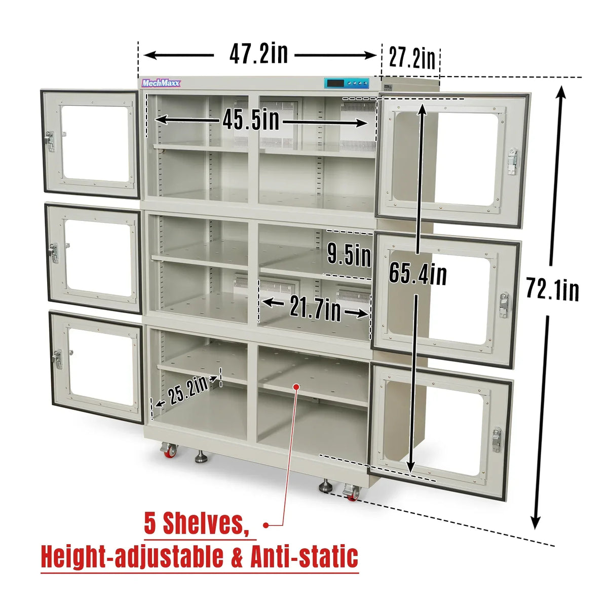 20-60% RH Electronic Dry Cabinet 1430L ESD Desiccator Cabinet Low Humidity Storage,  White,  EDC1430AW-6