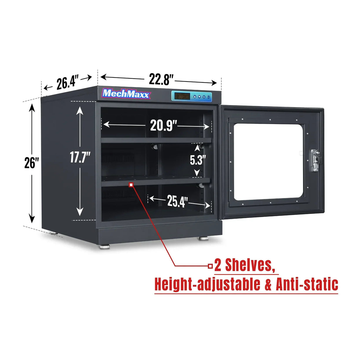 1-10% RH Electronic Dry Cabinet 210L ESD Desiccator Cabinet Ultra-Low Humidity Storage,  EDC210C