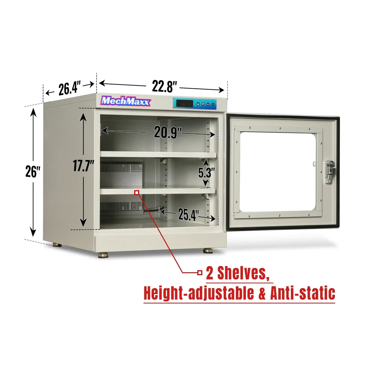 1-10% RH Electronic Dry Cabinet 210L ESD Desiccator Cabinet Ultra-Low Humidity Storage,  White,  EDC210CW