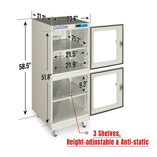 1-10% RH Electronic Dry Cabinet 540L ESD Desiccator Cabinet Ultra-Low Humidity Storage,  White,  EDC540CW