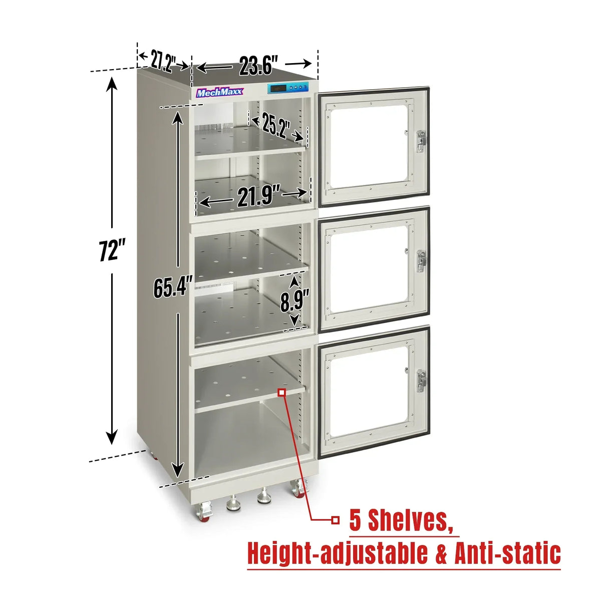 1-10% RH Electronic Dry Cabinet 730L ESD Desiccator Cabinet Ultra-Low Humidity Storage,  White,  EDC730CW