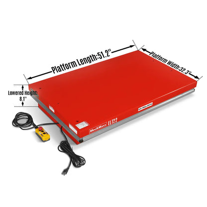 2200lb Capacity Stationary Electric Hydraulic Lift Table ,  51.2" x 32.3" Platform,  39.4" Lift Height , UL Certified Motor,  ELT22