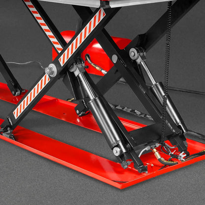 Stationary Electric Hydraulic Parallel Double Scissor Lift Table 3300lb Capacity,  108.3" x 31.5" Platform,  33.9" Lift Height,  UL Certified Motor,  ELT33P