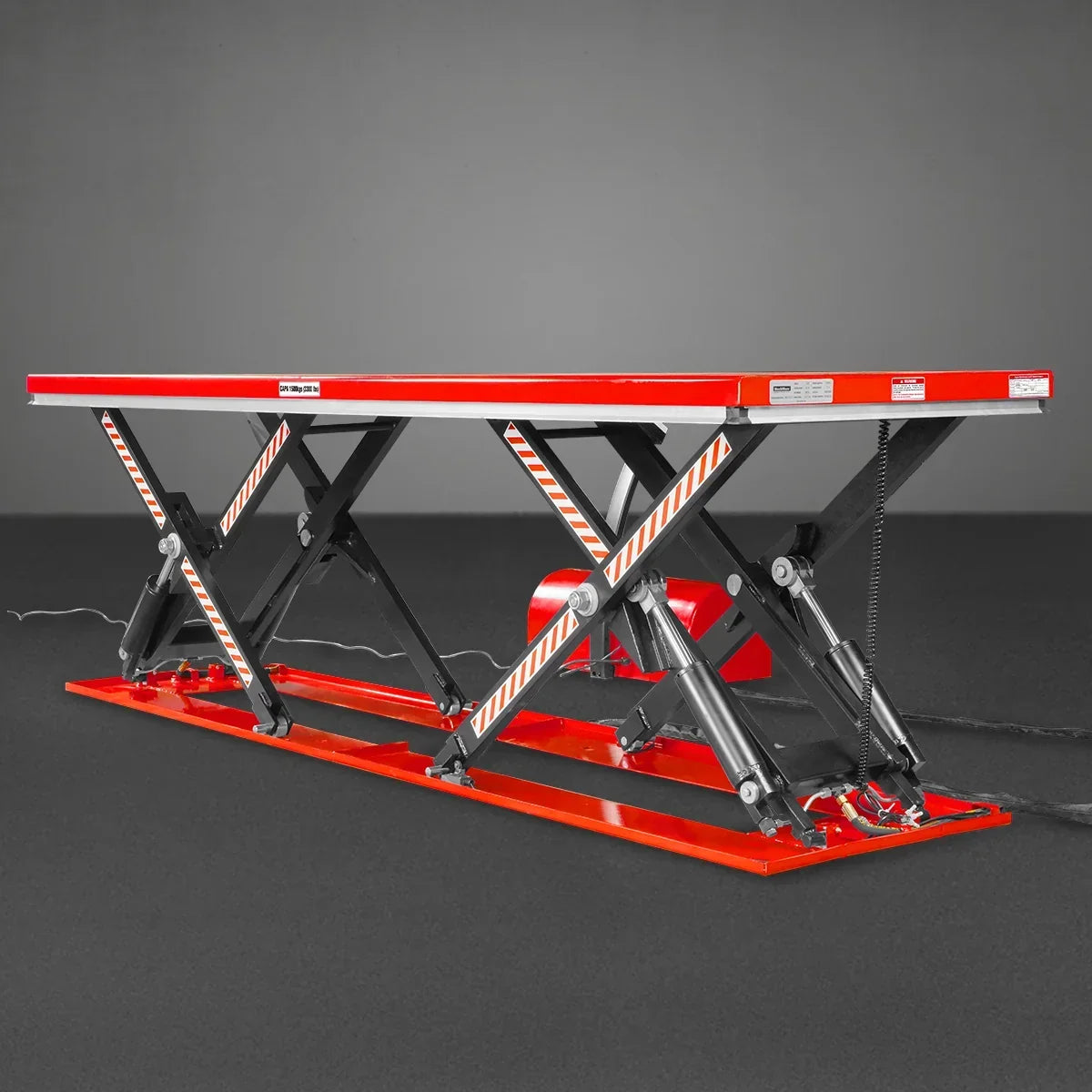 Stationary Electric Hydraulic Parallel Double Scissor Lift Table 3300lb Capacity,  108.3" x 31.5" Platform,  33.9" Lift Height,  UL Certified Motor,  ELT33P