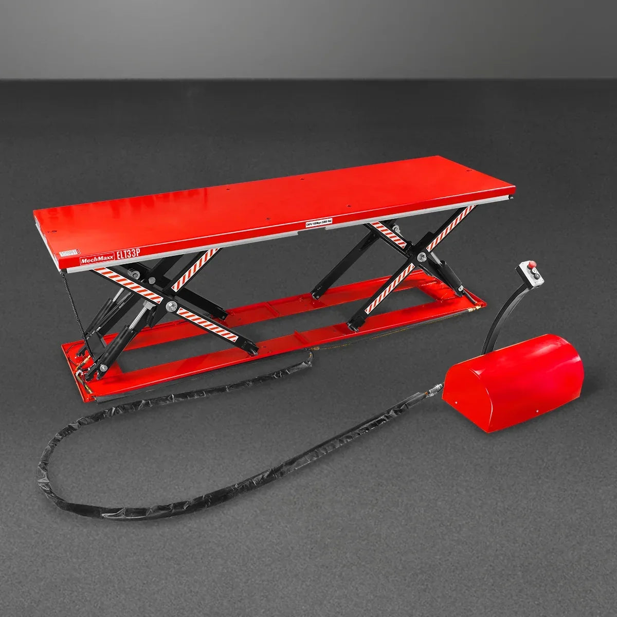 Stationary Electric Hydraulic Parallel Double Scissor Lift Table 3300lb Capacity,  108.3" x 31.5" Platform,  33.9" Lift Height,  UL Certified Motor,  ELT33P