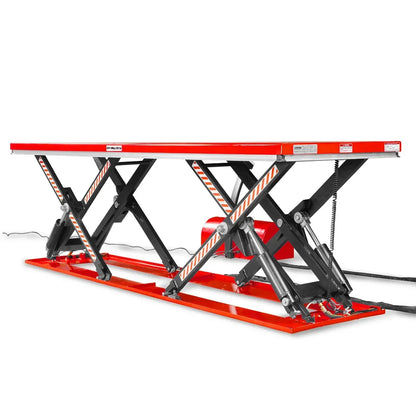 Stationary Electric Hydraulic Parallel Double Scissor Lift Table 3300lb Capacity,  108.3" x 31.5" Platform,  33.9" Lift Height,  UL Certified Motor,  ELT33P