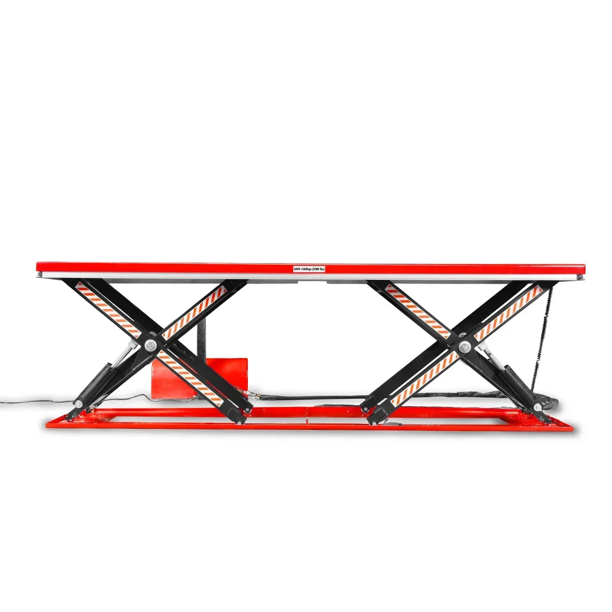 Stationary Electric Hydraulic Parallel Double Scissor Lift Table 3300lb Capacity,  108.3" x 31.5" Platform,  33.9" Lift Height,  UL Certified Motor,  ELT33P