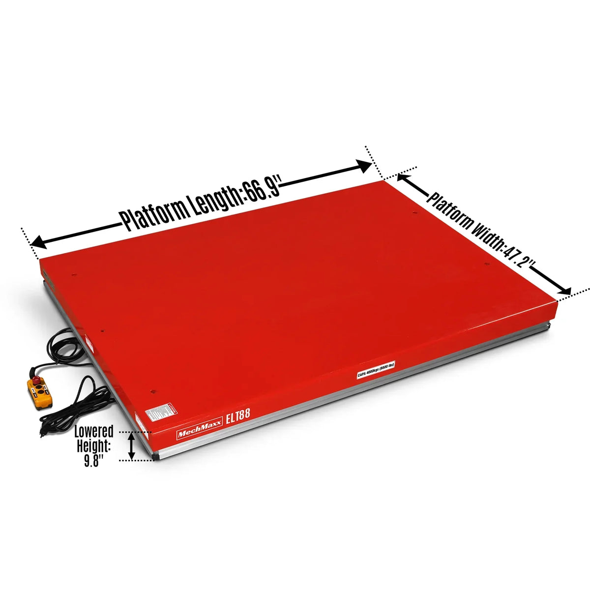 8800lbs Capacity Stationary Hydraulic Lift Table,  66.9" x 47.2" Platform,  43.3" Height,  UL Certified Motor,  ELT88