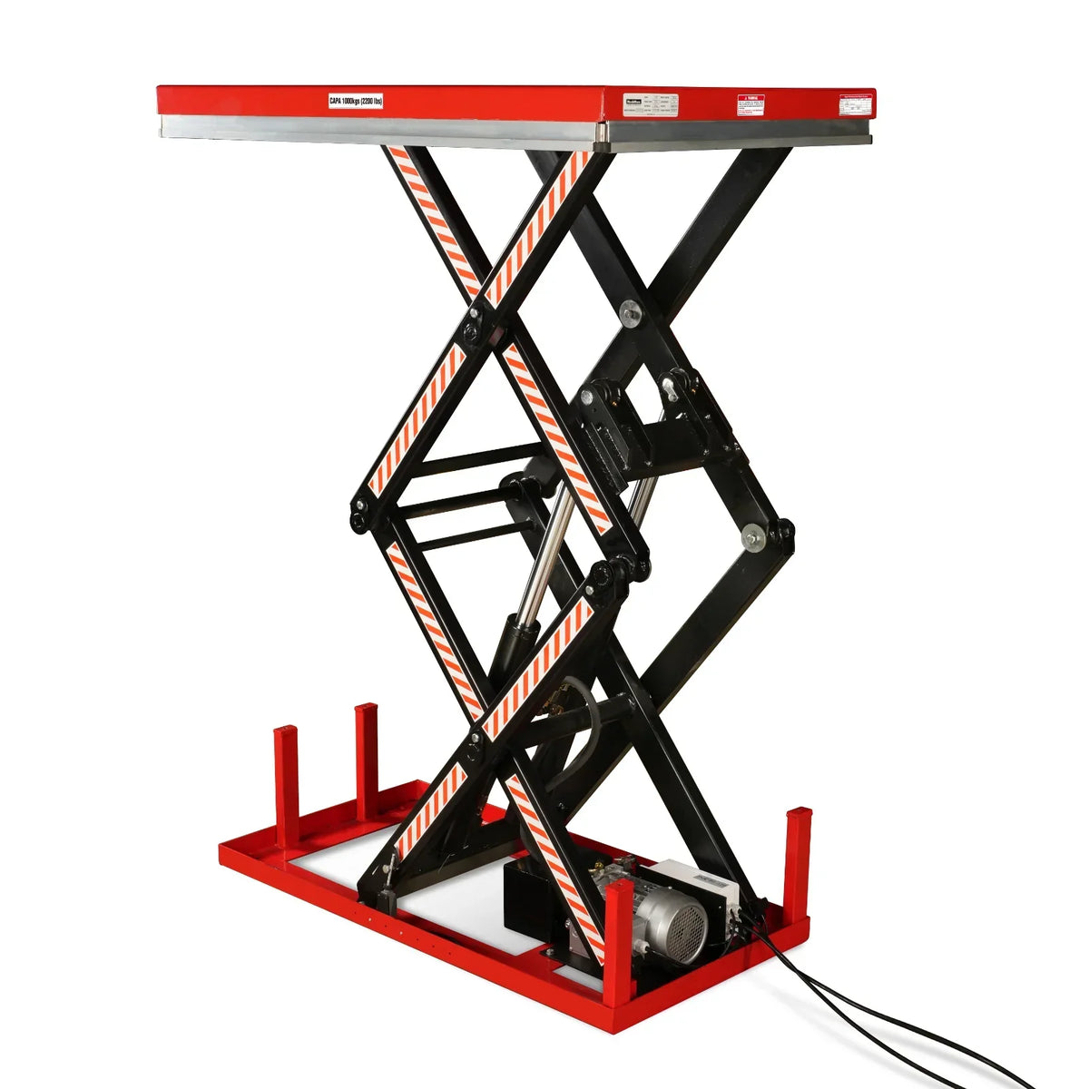 2200 lbs Capacity Stationary Electric Hydraulic Double Scissor Lift Table - 51.2" x 32.3" Platform,  70.1" Lift Height,  UL Certified Motor,  ELTD22