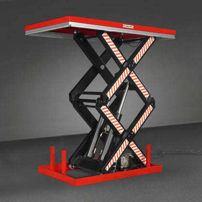 4400 lb Capacity Stationary Electric Hydraulic Double Scissor Lift Table - 63" x 39.4" Platform,  70.1" Lift Height,  UL Certified Motor,  ELTD44L