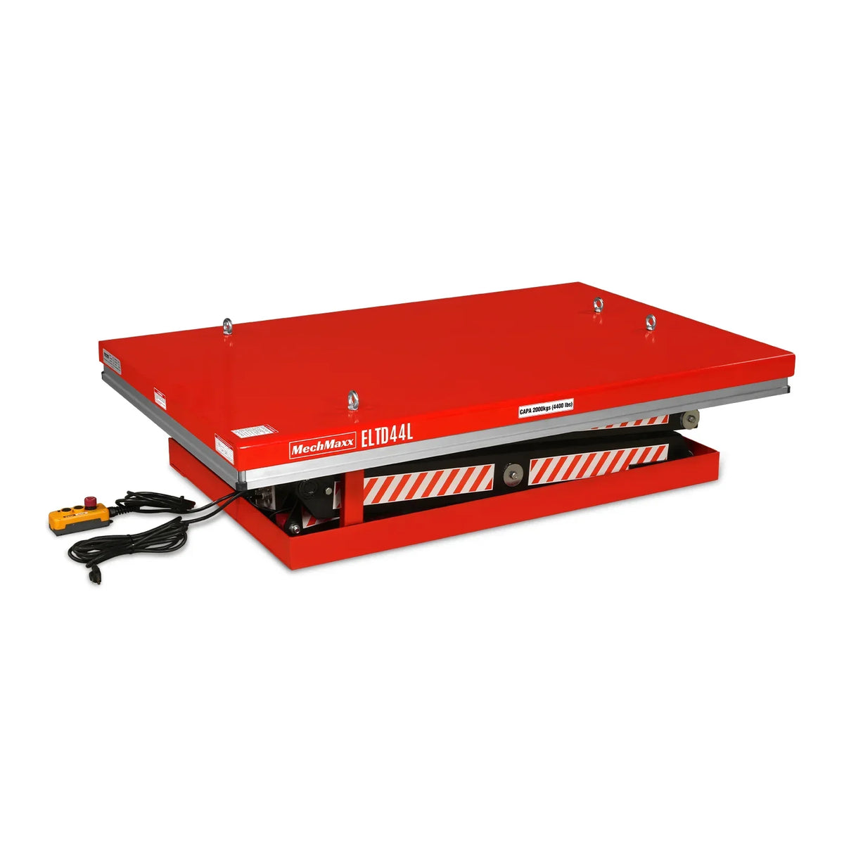 4400 lb Capacity Stationary Electric Hydraulic Double Scissor Lift Table - 63" x 39.4" Platform,  70.1" Lift Height,  UL Certified Motor,  ELTD44L