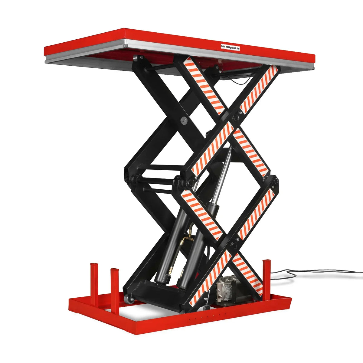 4400 lb Capacity Stationary Electric Hydraulic Double Scissor Lift Table - 63" x 39.4" Platform,  70.1" Lift Height,  UL Certified Motor,  ELTD44L