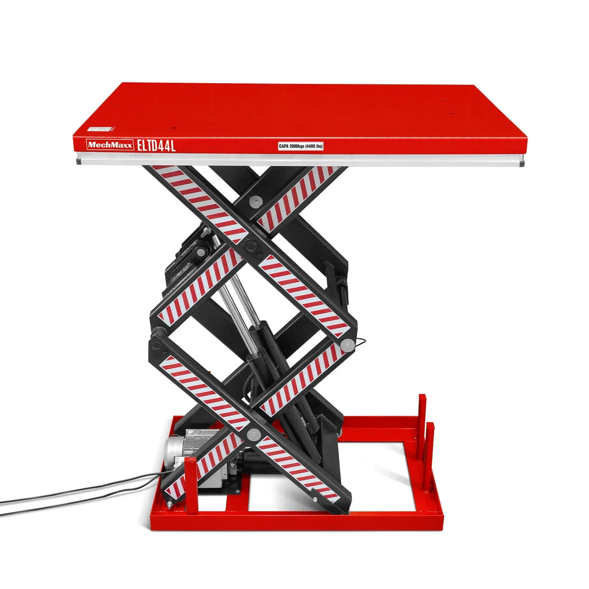 4400 lb Capacity Stationary Electric Hydraulic Double Scissor Lift Table - 63" x 39.4" Platform,  70.1" Lift Height,  UL Certified Motor,  ELTD44L
