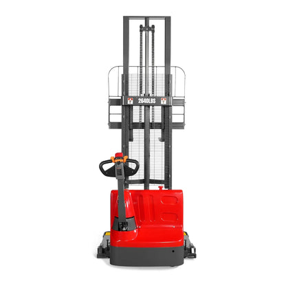 2640lbs Lithium-ion Electric Straddle Stacker,  118" Lift,  Adjustable Legs & Forks,  F26-118S