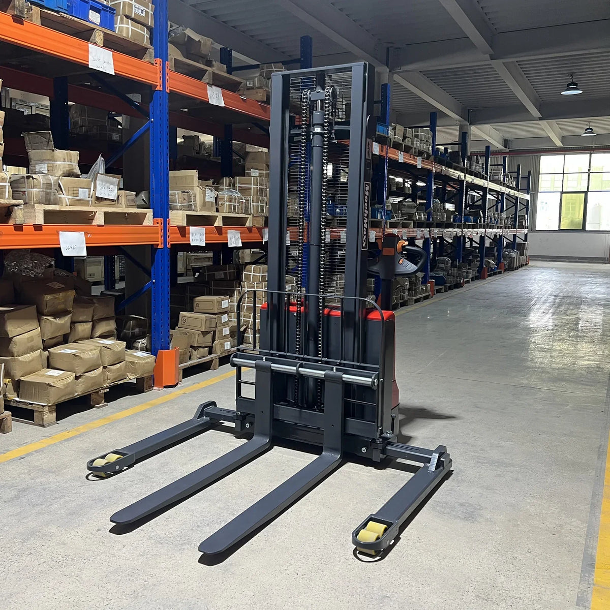 2640lbs Lithium-ion Electric Straddle Stacker,  118" Lift,  Adjustable Legs & Forks,  F26-118S