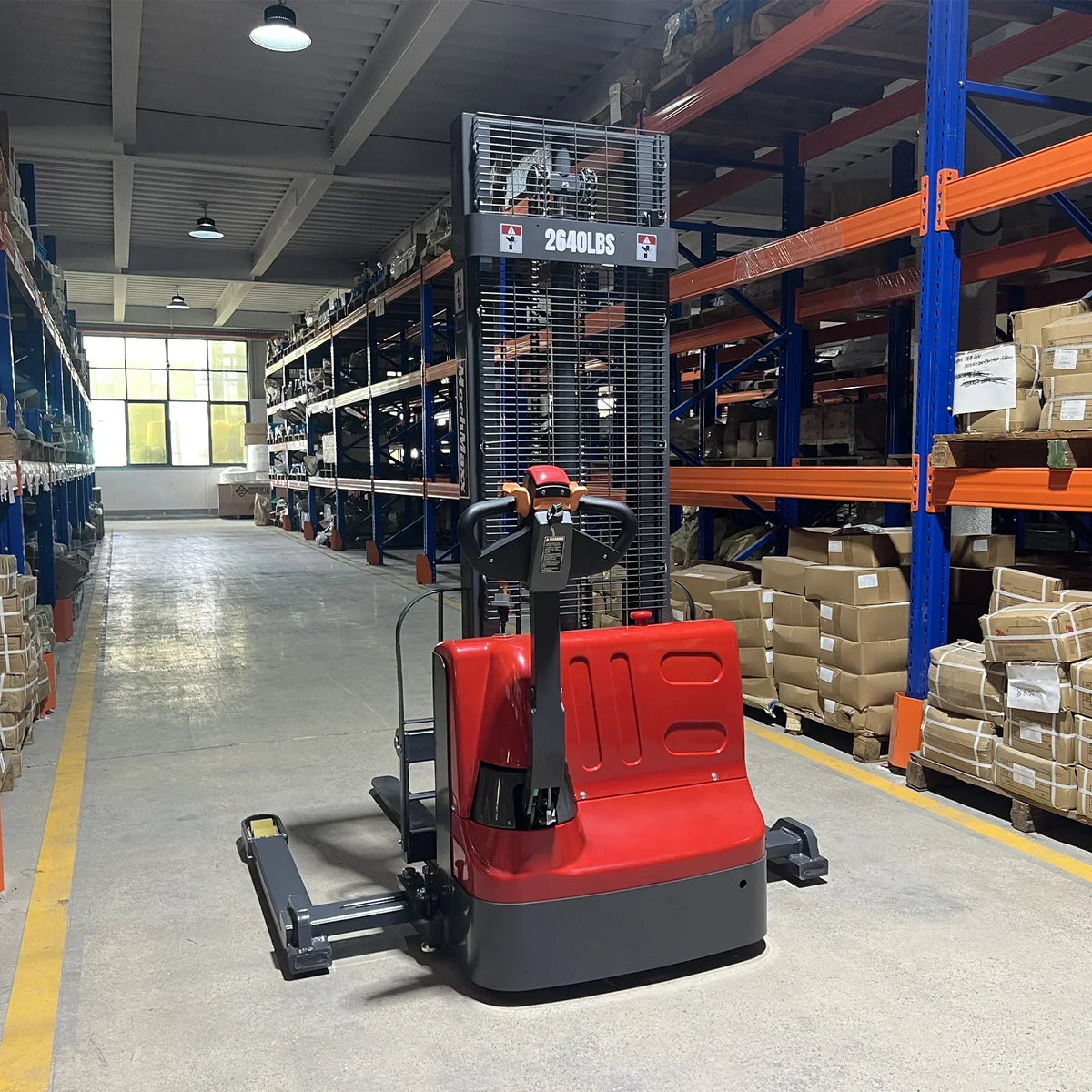 2640lbs Lithium-ion Electric Straddle Stacker,  138" Lift,  Adjustable Legs & Forks,  F26-138S