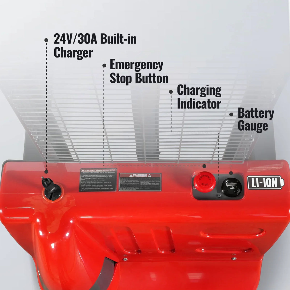 2640lbs Lithium-ion Electric Straddle Stacker,  138" Lift,  Adjustable Legs & Forks,  F26-138S